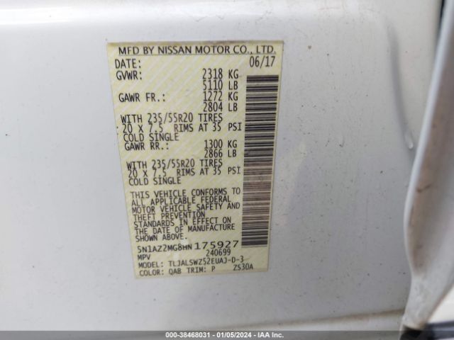 Photo 8 VIN: 5N1AZ2MG8HN175927 - NISSAN MURANO 