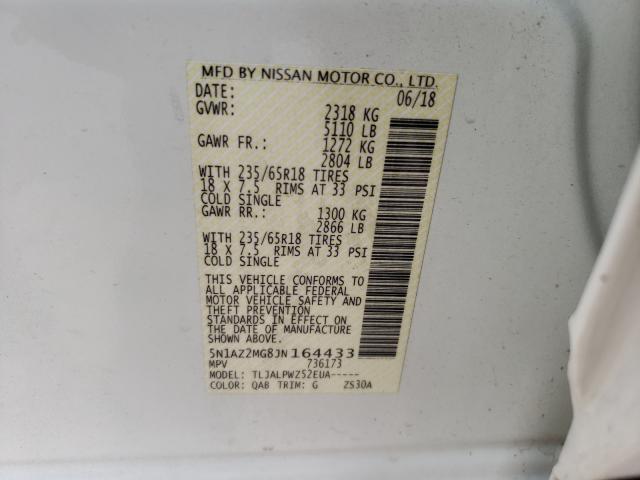 Photo 9 VIN: 5N1AZ2MG8JN164433 - NISSAN MURANO S 