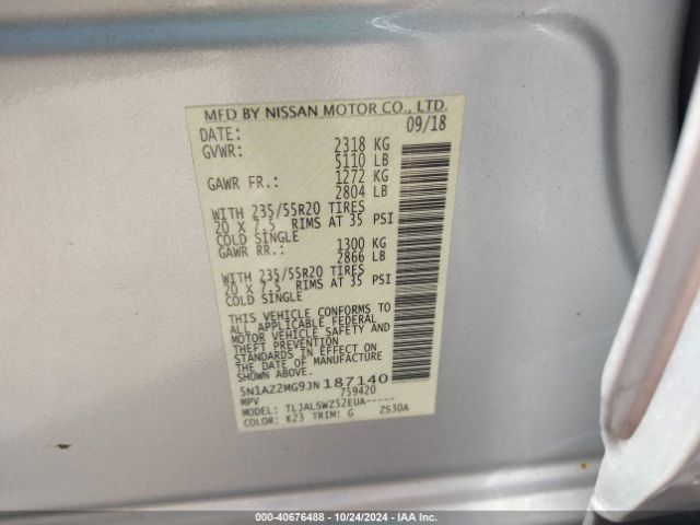 Photo 8 VIN: 5N1AZ2MG9JN187140 - NISSAN MURANO 