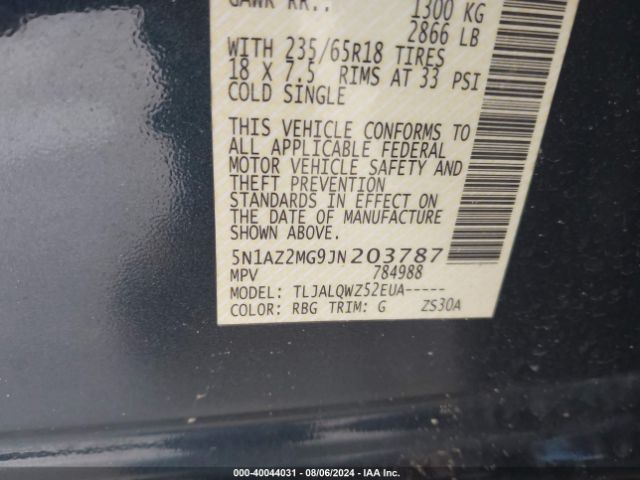 Photo 8 VIN: 5N1AZ2MG9JN203787 - NISSAN MURANO 