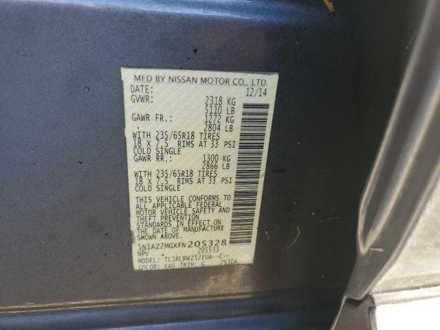 Photo 9 VIN: 5N1AZ2MGXFN205328 - NISSAN MURANO S 