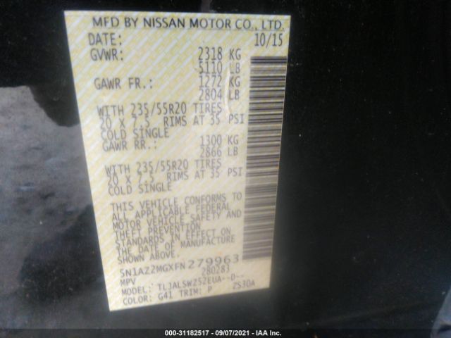 Photo 8 VIN: 5N1AZ2MGXFN279963 - NISSAN MURANO 