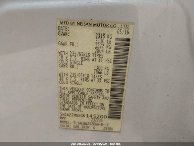 Photo 8 VIN: 5N1AZ2MGXGN145200 - NISSAN MURANO 