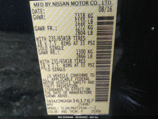 Photo 8 VIN: 5N1AZ2MGXGN161767 - NISSAN MURANO 