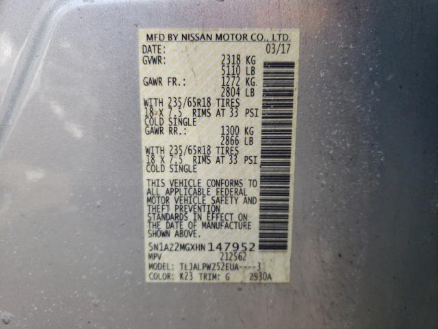 Photo 9 VIN: 5N1AZ2MGXHN147952 - NISSAN MURANO S 