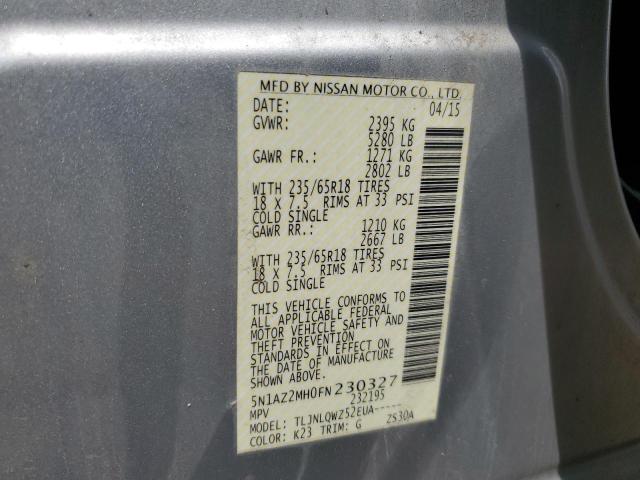 Photo 9 VIN: 5N1AZ2MH0FN230327 - NISSAN MURANO S 