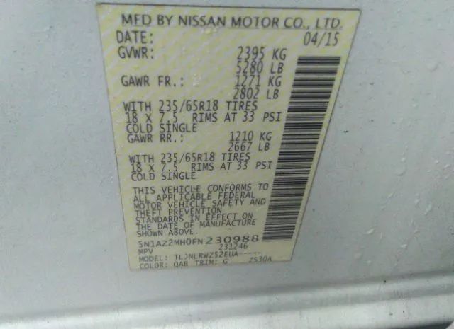 Photo 8 VIN: 5N1AZ2MH0FN230988 - NISSAN MURANO 