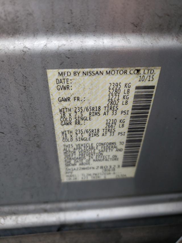 Photo 9 VIN: 5N1AZ2MH0FN280323 - NISSAN MURANO S 