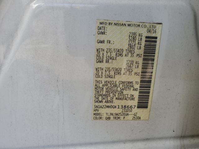 Photo 11 VIN: 5N1AZ2MH0GN138667 - NISSAN MURANO S 