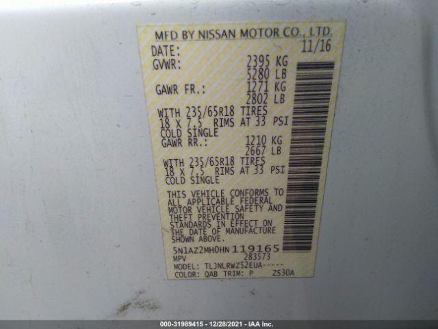 Photo 8 VIN: 5N1AZ2MH0HN119165 - NISSAN MURANO 