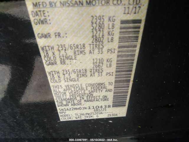 Photo 8 VIN: 5N1AZ2MH0JN110438 - NISSAN MURANO 