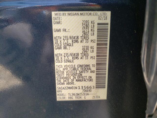 Photo 9 VIN: 5N1AZ2MH0JN135663 - NISSAN MURANO S 