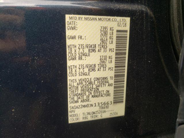 Photo 9 VIN: 5N1AZ2MH0JN135663 - NISSAN MURANO S 