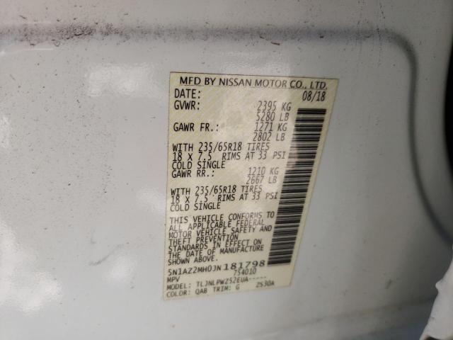 Photo 9 VIN: 5N1AZ2MH0JN181798 - NISSAN MURANO S 