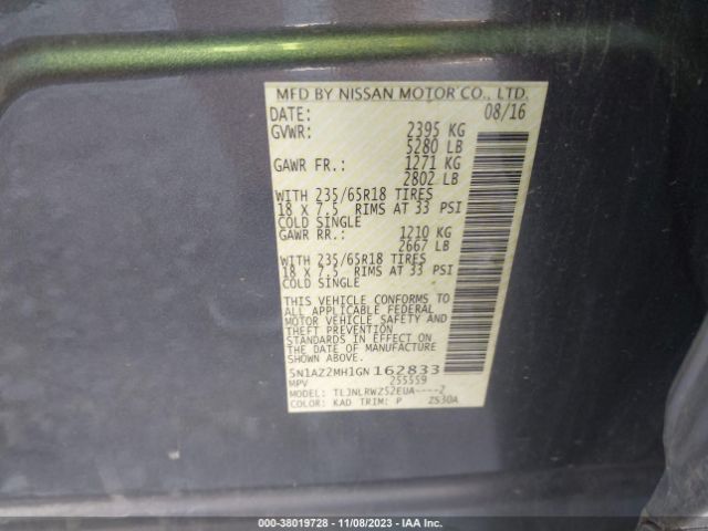 Photo 8 VIN: 5N1AZ2MH1GN162833 - NISSAN MURANO 