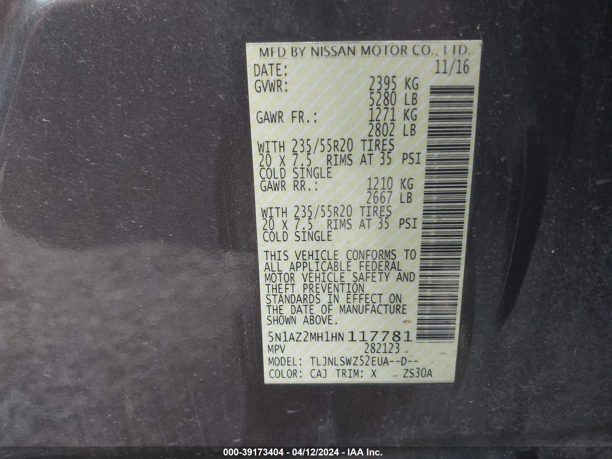 Photo 9 VIN: 5N1AZ2MH1HN117781 - NISSAN MURANO 