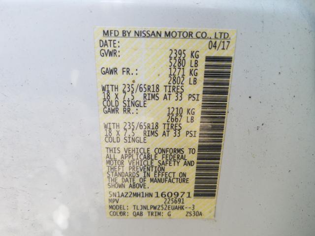 Photo 9 VIN: 5N1AZ2MH1HN160971 - NISSAN MURANO S 