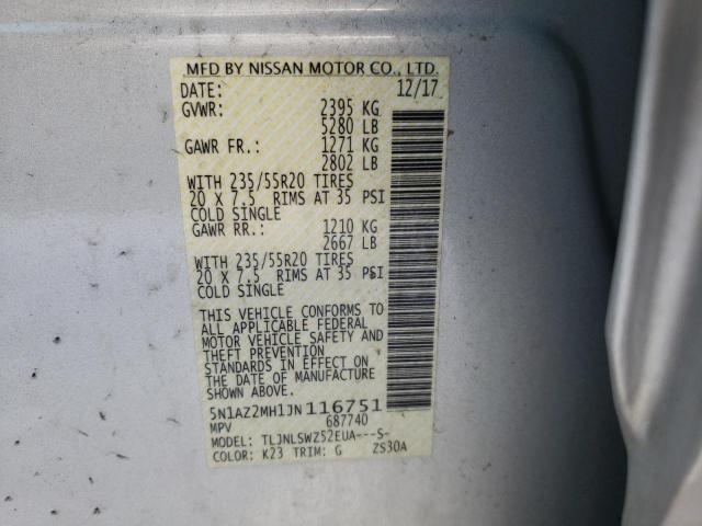 Photo 9 VIN: 5N1AZ2MH1JN116751 - NISSAN MURANO S 