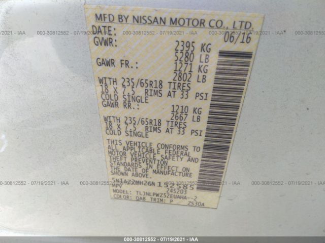 Photo 8 VIN: 5N1AZ2MH2GN152585 - NISSAN MURANO 