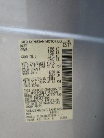 Photo 12 VIN: 5N1AZ2MH2JN116046 - NISSAN MURANO S 