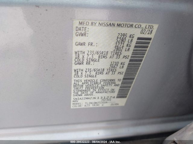 Photo 8 VIN: 5N1AZ2MH2JN131274 - NISSAN MURANO 