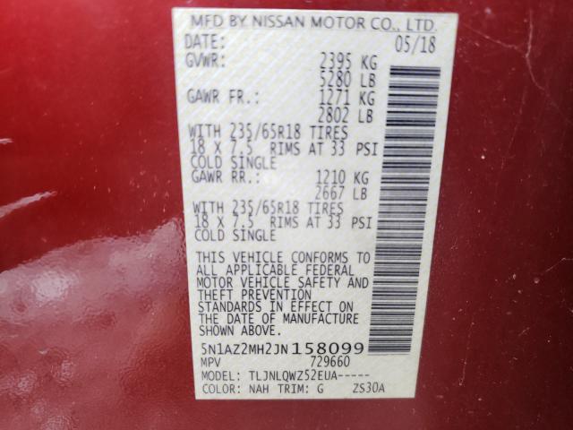 Photo 9 VIN: 5N1AZ2MH2JN158099 - NISSAN MURANO S 