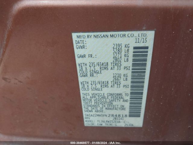 Photo 8 VIN: 5N1AZ2MH3FN284818 - NISSAN MURANO 