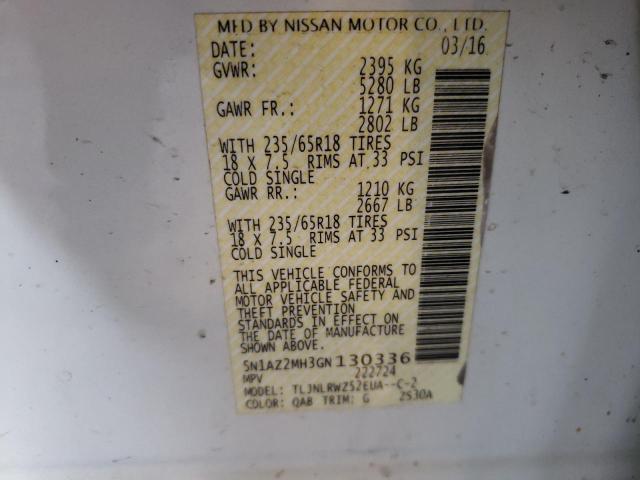 Photo 12 VIN: 5N1AZ2MH3GN130336 - NISSAN MURANO 