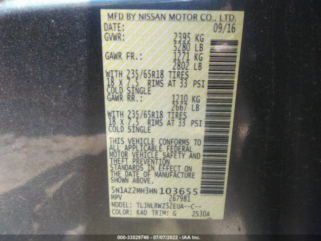 Photo 8 VIN: 5N1AZ2MH3HN103655 - NISSAN MURANO 