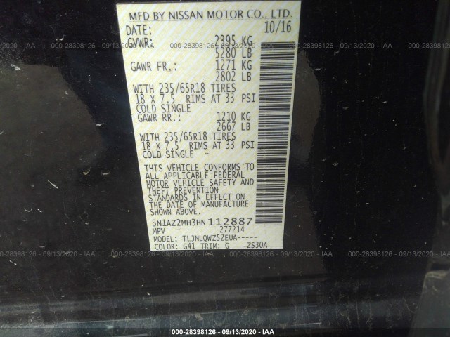 Photo 8 VIN: 5N1AZ2MH3HN112887 - NISSAN MURANO 