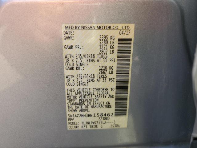 Photo 9 VIN: 5N1AZ2MH3HN158462 - NISSAN MURANO S 