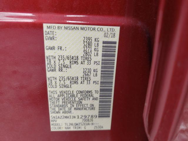 Photo 9 VIN: 5N1AZ2MH3JN129789 - NISSAN MURANO S 