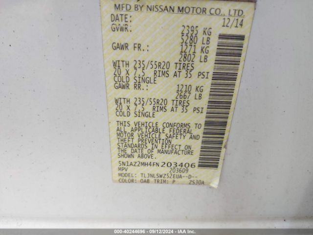 Photo 8 VIN: 5N1AZ2MH4FN203406 - NISSAN MURANO 