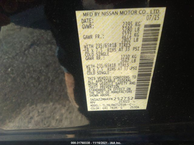 Photo 8 VIN: 5N1AZ2MH4FN252752 - NISSAN MURANO 