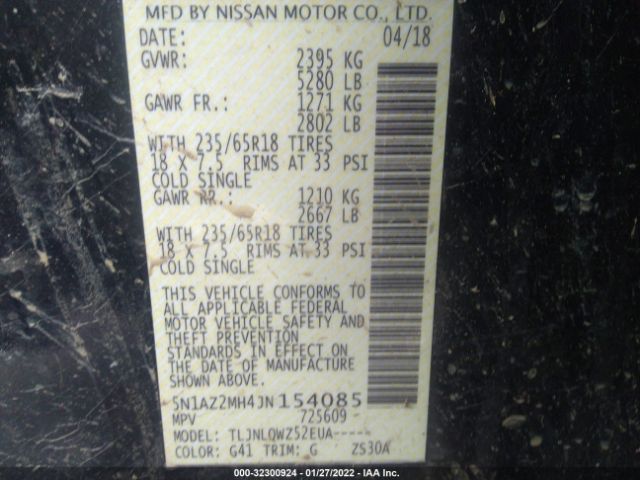 Photo 8 VIN: 5N1AZ2MH4JN154085 - NISSAN MURANO 