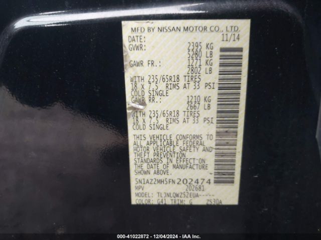 Photo 8 VIN: 5N1AZ2MH5FN202474 - NISSAN MURANO 