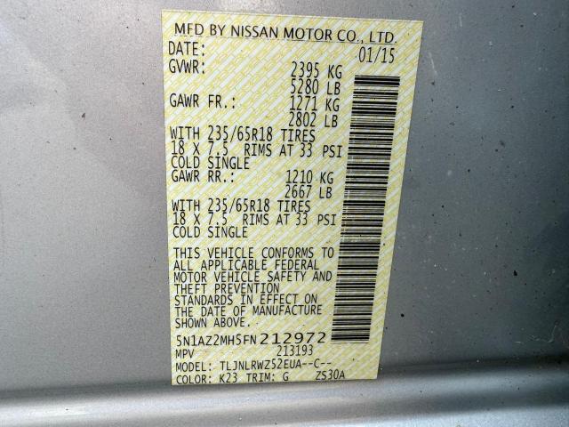 Photo 9 VIN: 5N1AZ2MH5FN212972 - NISSAN MURANO S 