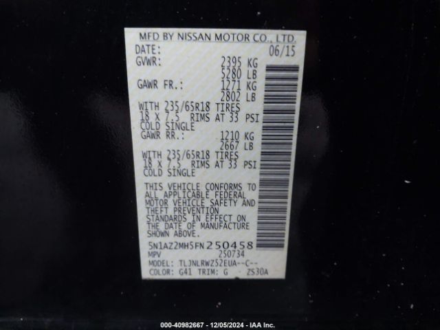 Photo 8 VIN: 5N1AZ2MH5FN250458 - NISSAN MURANO 