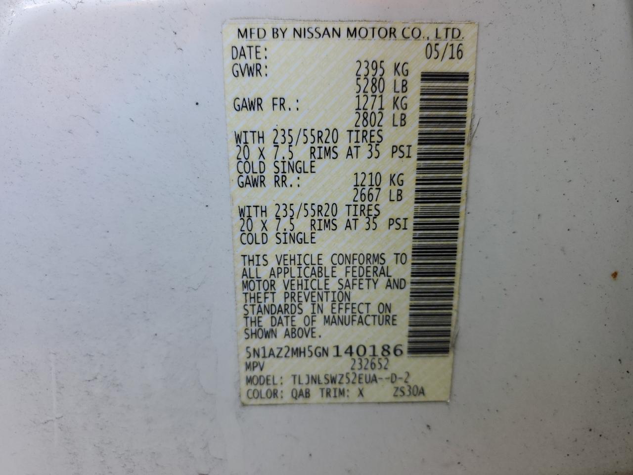 Photo 11 VIN: 5N1AZ2MH5GN140186 - NISSAN MURANO 