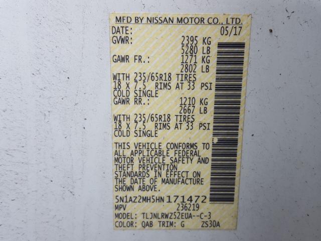 Photo 9 VIN: 5N1AZ2MH5HN171472 - NISSAN MURANO S 