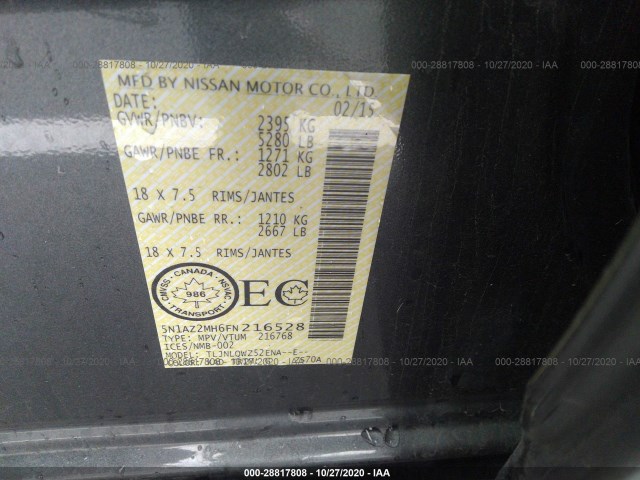 Photo 8 VIN: 5N1AZ2MH6FN216528 - NISSAN MURANO 