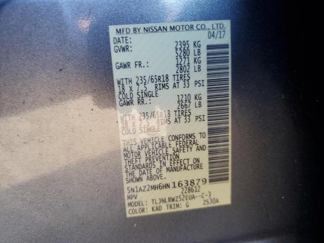 Photo 12 VIN: 5N1AZ2MH6HN163879 - NISSAN MURANO S 