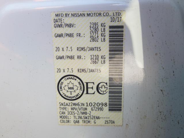 Photo 9 VIN: 5N1AZ2MH6JN102098 - NISSAN MURANO S 