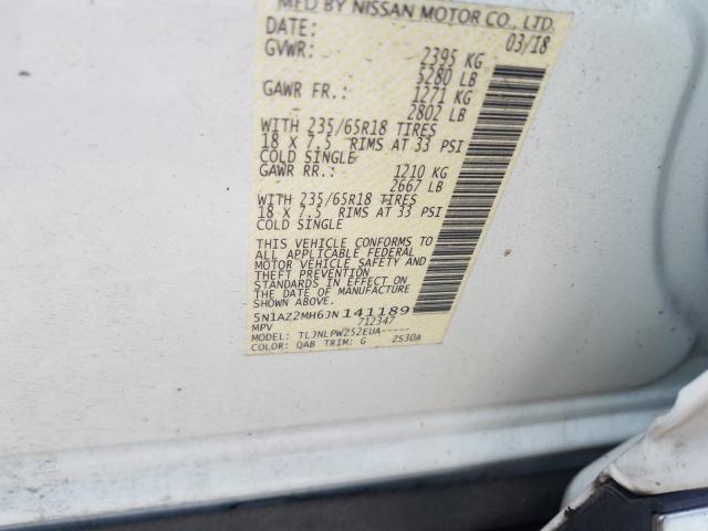 Photo 9 VIN: 5N1AZ2MH6JN141189 - NISSAN MURANO S 