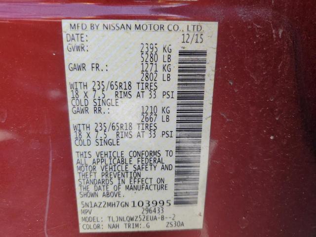 Photo 12 VIN: 5N1AZ2MH7GN103995 - NISSAN MURANO 