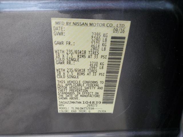 Photo 12 VIN: 5N1AZ2MH7HN104839 - NISSAN MURANO 