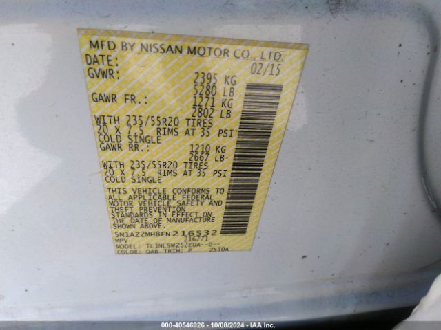 Photo 8 VIN: 5N1AZ2MH8FN216532 - NISSAN MURANO 