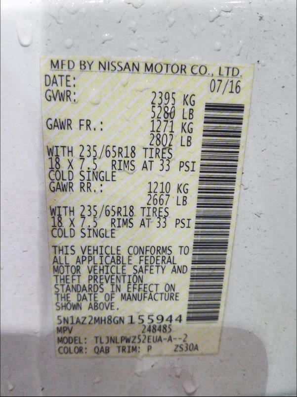 Photo 9 VIN: 5N1AZ2MH8GN155944 - NISSAN MURANO 