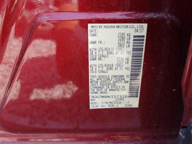 Photo 9 VIN: 5N1AZ2MH8HN157310 - NISSAN MURANO S 