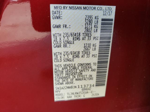 Photo 9 VIN: 5N1AZ2MH8JN113734 - NISSAN MURANO S 